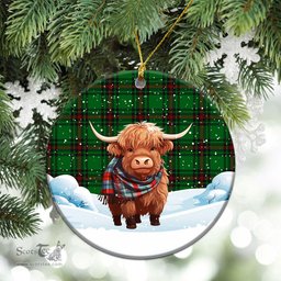 Scottish Beveridge Tartan Christmas Ceramic Ornament - Highland Cows Snow Style - Tartan Christmas Ornaments Scottish Plaid Tartan Plaid - ScotsTee - scotstee.com