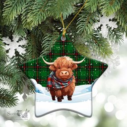 Scottish Beveridge Tartan Christmas Ceramic Ornament - Highland Cows Snow Style - Tartan Christmas Ornaments Scottish Plaid Tartan Plaid - ScotsTee - scotstee.com