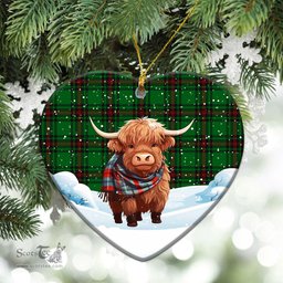 Scottish Beveridge Tartan Christmas Ceramic Ornament - Highland Cows Snow Style - Tartan Christmas Ornaments Scottish Plaid Tartan Plaid - ScotsTee - scotstee.com