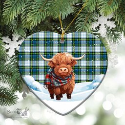 Scottish Campbell Dress Tartan Christmas Ceramic Ornament - Highland Cows Snow Style - Tartan Christmas Ornaments Scottish Plaid Tartan Plaid - ScotsTee - scotstee.com