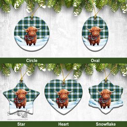 Scottish Campbell Dress Tartan Christmas Ceramic Ornament - Highland Cows Snow Style - Tartan Christmas Ornaments Scottish Plaid Tartan Plaid - ScotsTee - scotstee.com