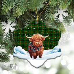 Scottish Kincaid Tartan Christmas Ceramic Ornament - Highland Cows Snow Style - Tartan Christmas Ornaments Scottish Plaid Tartan Plaid - ScotsTee - scotstee.com