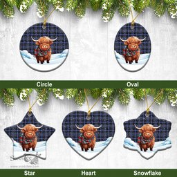 Scottish Clark Modern Tartan Christmas Ceramic Ornament - Highland Cows Snow Style - Tartan Christmas Ornaments Scottish Plaid Tartan Plaid - ScotsTee - scotstee.com