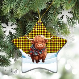 Scottish Jardine Tartan Christmas Ceramic Ornament - Highland Cows Snow Style - Tartan Christmas Ornaments Scottish Plaid Tartan Plaid - ScotsTee - scotstee.com