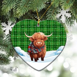Scottish Galloway District Tartan Christmas Ceramic Ornament - Highland Cows Snow Style - Tartan Christmas Ornaments Scottish Plaid Tartan Plaid - ScotsTee - scotstee.com