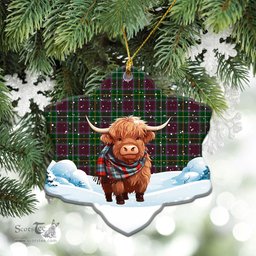 Scottish Crosbie Tartan Christmas Ceramic Ornament - Highland Cows Snow Style - Tartan Christmas Ornaments Scottish Plaid Tartan Plaid - ScotsTee - scotstee.com