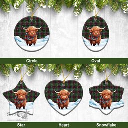 Scottish Crosbie Tartan Christmas Ceramic Ornament - Highland Cows Snow Style - Tartan Christmas Ornaments Scottish Plaid Tartan Plaid - ScotsTee - scotstee.com