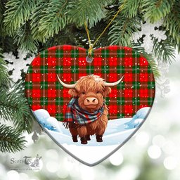 Scottish Gartshore Tartan Christmas Ceramic Ornament - Highland Cows Snow Style - Tartan Christmas Ornaments Scottish Plaid Tartan Plaid - ScotsTee - scotstee.com