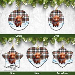 Scottish Dennistoun Tartan Christmas Ceramic Ornament - Highland Cows Snow Style - Tartan Christmas Ornaments Scottish Plaid Tartan Plaid - ScotsTee - scotstee.com