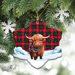 Scottish Hopkirk Tartan Christmas Ceramic Ornament - Highland Cows Snow Style - Tartan Christmas Ornaments Scottish Plaid Tartan Plaid - ScotsTee - scotstee.com
