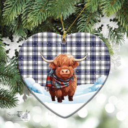 Scottish Hannay Modern Tartan Christmas Ceramic Ornament - Highland Cows Snow Style - Tartan Christmas Ornaments Scottish Plaid Tartan Plaid - ScotsTee - scotstee.com
