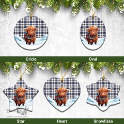 Scottish Hannay Modern Tartan Christmas Ceramic Ornament - Highland Cows Snow Style - Tartan Christmas Ornaments Scottish Plaid Tartan Plaid - ScotsTee - scotstee.com