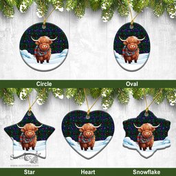 Scottish Davidson Modern Tartan Christmas Ceramic Ornament - Highland Cows Snow Style - Tartan Christmas Ornaments Scottish Plaid Tartan Plaid - ScotsTee - scotstee.com