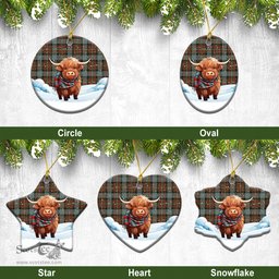 Scottish Fergusson Weathered Tartan Christmas Ceramic Ornament - Highland Cows Snow Style - Tartan Christmas Ornaments Scottish Plaid Tartan Plaid - ScotsTee - scotstee.com