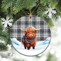 Scottish Glen Tartan Christmas Ceramic Ornament - Highland Cows Snow Style - Tartan Christmas Ornaments Scottish Plaid Tartan Plaid - ScotsTee - scotstee.com
