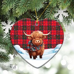 Scottish Drummond Modern Tartan Christmas Ceramic Ornament - Highland Cows Snow Style - Tartan Christmas Ornaments Scottish Plaid Tartan Plaid - ScotsTee - scotstee.com