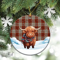 Scottish Davidson Dress Dancers Tartan Christmas Ceramic Ornament - Highland Cows Snow Style - Tartan Christmas Ornaments Scottish Plaid Tartan Plaid - ScotsTee - scotstee.com