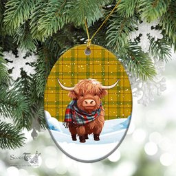 Scottish Houston Tartan Christmas Ceramic Ornament - Highland Cows Snow Style - Tartan Christmas Ornaments Scottish Plaid Tartan Plaid - ScotsTee - scotstee.com