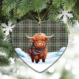 Scottish Craig Ancient Tartan Christmas Ceramic Ornament - Highland Cows Snow Style - Tartan Christmas Ornaments Scottish Plaid Tartan Plaid - ScotsTee - scotstee.com