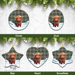 Scottish Craig Ancient Tartan Christmas Ceramic Ornament - Highland Cows Snow Style - Tartan Christmas Ornaments Scottish Plaid Tartan Plaid - ScotsTee - scotstee.com
