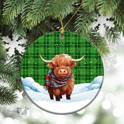 Scottish Clephan (or Clephane) Tartan Christmas Ceramic Ornament - Highland Cows Snow Style - Tartan Christmas Ornaments Scottish Plaid Tartan Plaid - ScotsTee - scotstee.com