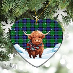 Scottish Graham of Menteith Modern Tartan Christmas Ceramic Ornament - Highland Cows Snow Style - Tartan Christmas Ornaments Scottish Plaid Tartan Plaid - ScotsTee - scotstee.com
