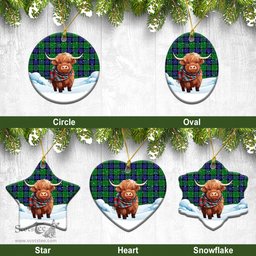 Scottish Graham of Menteith Modern Tartan Christmas Ceramic Ornament - Highland Cows Snow Style - Tartan Christmas Ornaments Scottish Plaid Tartan Plaid - ScotsTee - scotstee.com