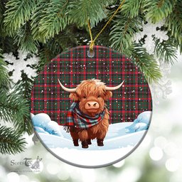 Scottish Cumming Hunting Modern Tartan Christmas Ceramic Ornament - Highland Cows Snow Style - Tartan Christmas Ornaments Scottish Plaid Tartan Plaid - ScotsTee - scotstee.com