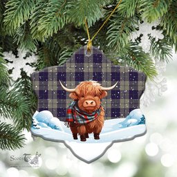Scottish Cunningham Dress Blue Dancers Tartan Christmas Ceramic Ornament - Highland Cows Snow Style - Tartan Christmas Ornaments Scottish Plaid Tartan Plaid - ScotsTee - scotstee.com