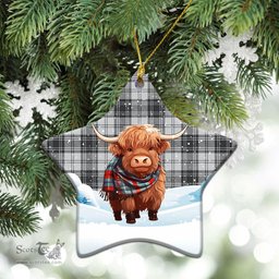 Scottish Glendinning Tartan Christmas Ceramic Ornament - Highland Cows Snow Style - Tartan Christmas Ornaments Scottish Plaid Tartan Plaid - ScotsTee - scotstee.com