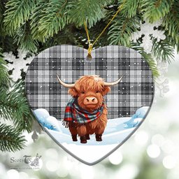 Scottish Glendinning Tartan Christmas Ceramic Ornament - Highland Cows Snow Style - Tartan Christmas Ornaments Scottish Plaid Tartan Plaid - ScotsTee - scotstee.com