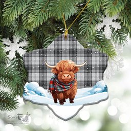 Scottish Glendinning Tartan Christmas Ceramic Ornament - Highland Cows Snow Style - Tartan Christmas Ornaments Scottish Plaid Tartan Plaid - ScotsTee - scotstee.com
