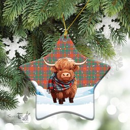 Scottish McKintosh Ancient Tartan Christmas Ceramic Ornament - Highland Cows Snow Style - Tartan Christmas Ornaments Scottish Plaid Tartan Plaid - ScotsTee - scotstee.com