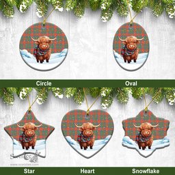 Scottish McKintosh Ancient Tartan Christmas Ceramic Ornament - Highland Cows Snow Style - Tartan Christmas Ornaments Scottish Plaid Tartan Plaid - ScotsTee - scotstee.com