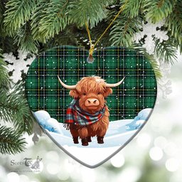 Scottish MacAlpine Ancient Tartan Christmas Ceramic Ornament - Highland Cows Snow Style - Tartan Christmas Ornaments Scottish Plaid Tartan Plaid - ScotsTee - scotstee.com