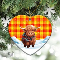 Scottish MacMillan Clan Tartan Christmas Ceramic Ornament - Highland Cows Snow Style - Tartan Christmas Ornaments Scottish Plaid Tartan Plaid - ScotsTee - scotstee.com