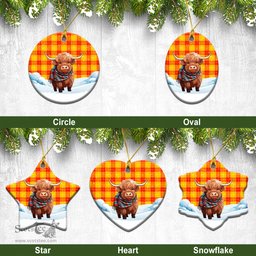 Scottish MacMillan Clan Tartan Christmas Ceramic Ornament - Highland Cows Snow Style - Tartan Christmas Ornaments Scottish Plaid Tartan Plaid - ScotsTee - scotstee.com