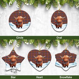 Scottish McDuff Ancient Tartan Christmas Ceramic Ornament - Highland Cows Snow Style - Tartan Christmas Ornaments Scottish Plaid Tartan Plaid - ScotsTee - scotstee.com
