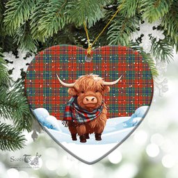 Scottish McLean of Duart Ancient Tartan Christmas Ceramic Ornament - Highland Cows Snow Style - Tartan Christmas Ornaments Scottish Plaid Tartan Plaid - ScotsTee - scotstee.com