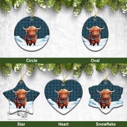 Scottish Marshall Tartan Christmas Ceramic Ornament - Highland Cows Snow Style - Tartan Christmas Ornaments Scottish Plaid Tartan Plaid - ScotsTee - scotstee.com