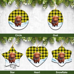 Scottish MacLeod of Lewis Modern Tartan Christmas Ceramic Ornament - Highland Cows Snow Style - Tartan Christmas Ornaments Scottish Plaid Tartan Plaid - ScotsTee - scotstee.com