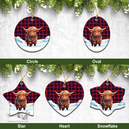 Scottish McCracken Tartan Christmas Ceramic Ornament - Highland Cows Snow Style - Tartan Christmas Ornaments Scottish Plaid Tartan Plaid - ScotsTee - scotstee.com