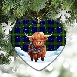 Scottish McEwan Modern Tartan Christmas Ceramic Ornament - Highland Cows Snow Style - Tartan Christmas Ornaments Scottish Plaid Tartan Plaid - ScotsTee - scotstee.com