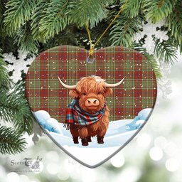 Scottish McGillivray Hunting Ancient Tartan Christmas Ceramic Ornament - Highland Cows Snow Style - Tartan Christmas Ornaments Scottish Plaid Tartan Plaid - ScotsTee - scotstee.com