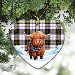 Scottish MacPherson Dress Modern Tartan Christmas Ceramic Ornament - Highland Cows Snow Style - Tartan Christmas Ornaments Scottish Plaid Tartan Plaid - ScotsTee - scotstee.com