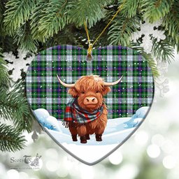 Scottish McKenzie Dress Modern Tartan Christmas Ceramic Ornament - Highland Cows Snow Style - Tartan Christmas Ornaments Scottish Plaid Tartan Plaid - ScotsTee - scotstee.com