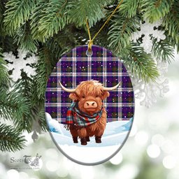 Scottish McDonald Dress Modern Tartan Christmas Ceramic Ornament - Highland Cows Snow Style - Tartan Christmas Ornaments Scottish Plaid Tartan Plaid - ScotsTee - scotstee.com