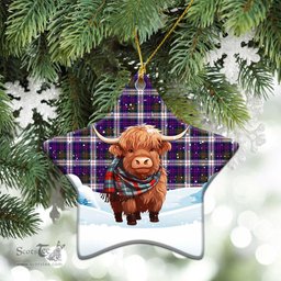 Scottish McDonald Dress Modern Tartan Christmas Ceramic Ornament - Highland Cows Snow Style - Tartan Christmas Ornaments Scottish Plaid Tartan Plaid - ScotsTee - scotstee.com