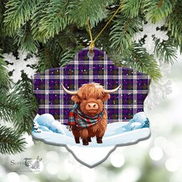 Scottish McDonald Dress Modern Tartan Christmas Ceramic Ornament - Highland Cows Snow Style - Tartan Christmas Ornaments Scottish Plaid Tartan Plaid - ScotsTee - scotstee.com