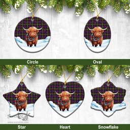 Scottish McDonald Modern Tartan Christmas Ceramic Ornament - Highland Cows Snow Style - Tartan Christmas Ornaments Scottish Plaid Tartan Plaid - ScotsTee - scotstee.com